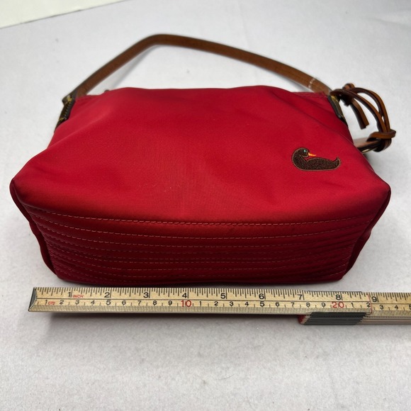 Dooney & Bourke Red Nylon Leather Trim Duck Logo Small Shoulder Bag Purse Clutch - Picture 14 of 16